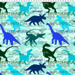 Bomulds jersey digital printet med dinosaurer