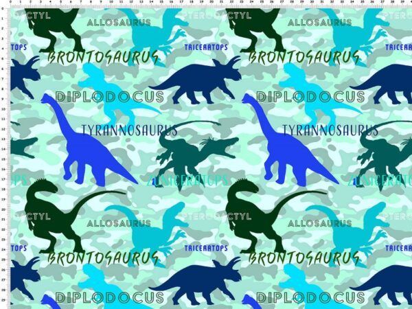 Bomulds jersey digital printet med dinosaurer
