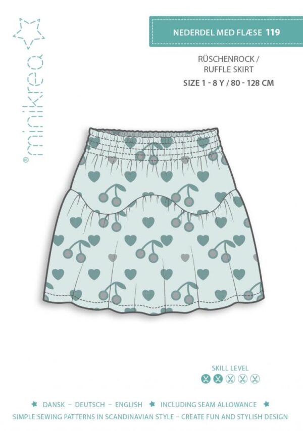 Minikrea 119 Nederdel med flæse – Papirmønster