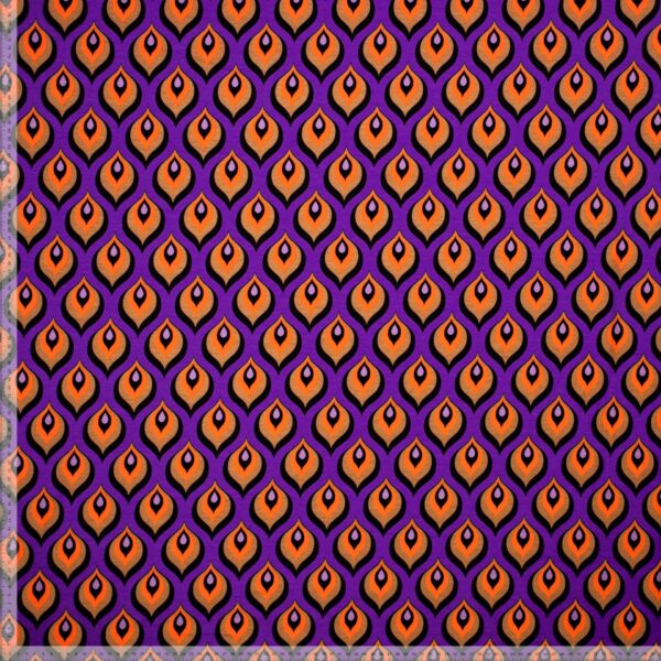 Bomulds Jersey lilla med mønster.
