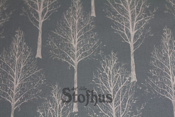 Vævet bomuld/polyester grå med træer