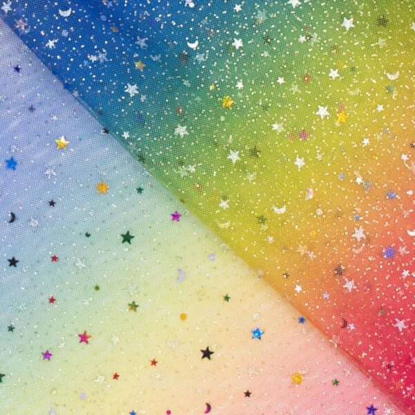 Tyll regnbue farvet med glitter
